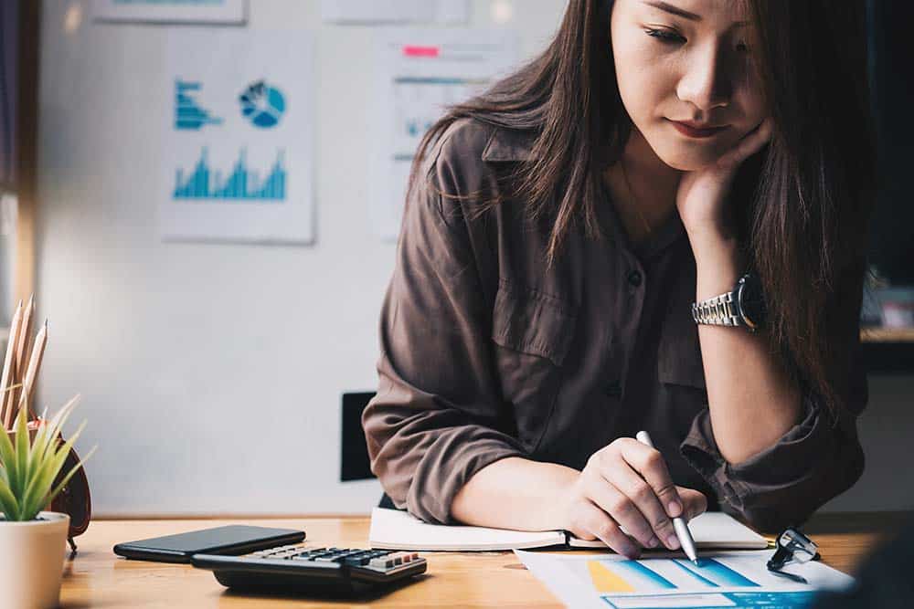 Lady working on maths