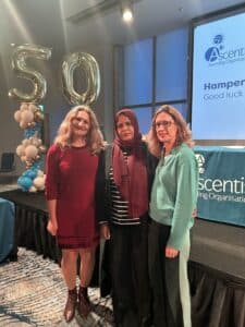 Ivana Tasker and Natalie Ercilla with learner Rasha Mustafa