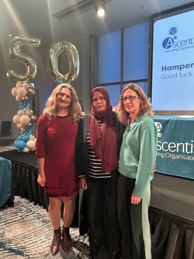 Ivana Tasker and Natalie Ercilla with learner Rasha Mustafa