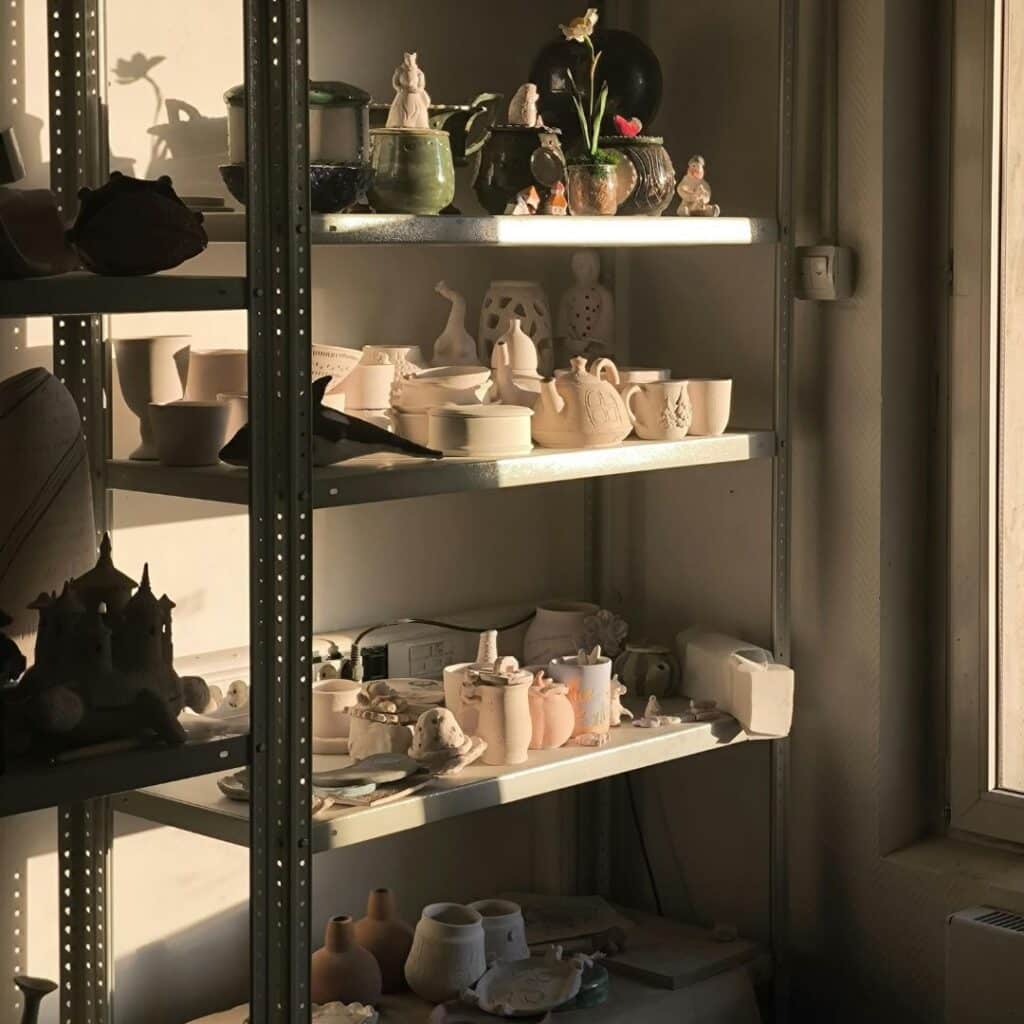Shelf of ceramic creations